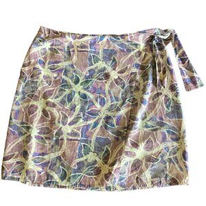 The Territory Ahead Cotton Wrap Skirt Tropical Sunwashed Batik Floral Sz M #103B